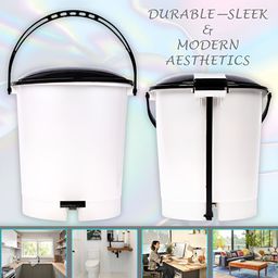 Kuber Industries White & Yellow 3Pieces Dhakkan Pedal Dustbin With Lid 10 L Each image 3
