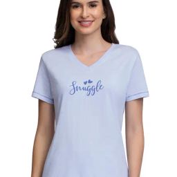 Amante Powder Blue Printed T-Shirt-image-17