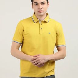 Dragon Hill Lemon Yellow Cotton Slim Fit Polo T-Shirt-picture-18