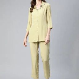Cottinfab Gold Embellished Shirt With Trousers-31
