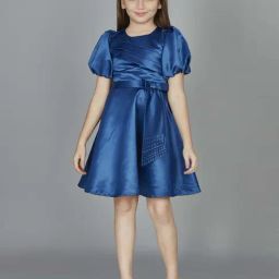Peppermint Girls Blue Solid Dress-image-41