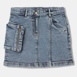 Blue Giraffe Kids Blue Cotton Skirt-image-40