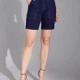 Life With Pockets Navy Plain Shorts-image-91