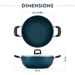 borosil ?Borosil ?Aluminium  Non Stick Kadai with Lid image 3