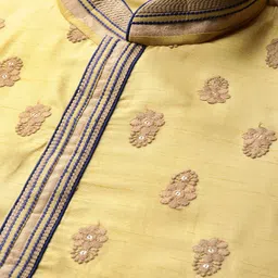 Manu Men Yellow Ethnic Motifs Embroidered Thread Work Kurta with Churidar image 2