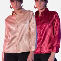 BUYNEWTREND Beige & Red Regular Fit Shirt (Pack Of 2)-picture-8