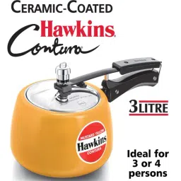 Hawkins Contura Ceramic Coated Mustard 3 L Pressure Cooker - Set of 1-26