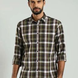 Indian Terrain Green Regular Fit Checks Shirt-picture-23
