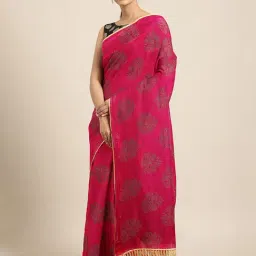LADUSAA Pink Printed Saree With Unstitched Blouse-picture-19