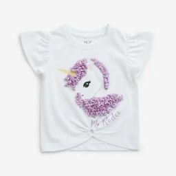 HOP Kids by Westside White Unicorn Design Cotton T-Shirt-image-45