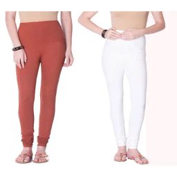 Dollar Missy Brown & Off White Cotton Leggings (Pack of 2)-image-89