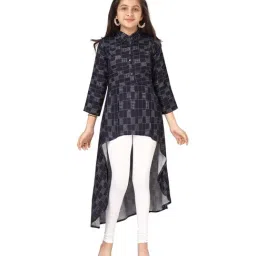 Aarika Kids Navy & White Checks Kurta with Leggings-image-32
