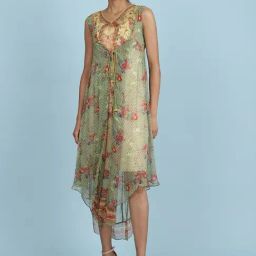 aarke Ritu Kumar Green Floral Print Dress-image-11