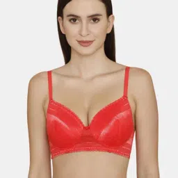 Rosaline by Zivame Red Lace Padded Bra-picture-18