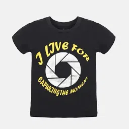 Kiddopanti Kids Black Cotton Printed T-Shirt-image-52
