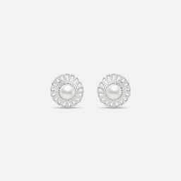 Vintage Pearl Silver Stud Earrings for Women 925 Silver-image-22