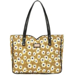 KLEIO Yellow Printed Medium Tote Handbag-image-68