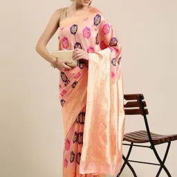 Blissta Peach Woven Saree With Unstitched Blouse-picture-21