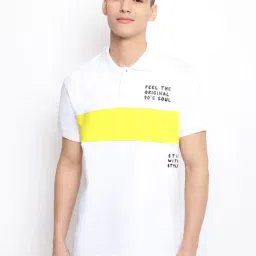 Belliskey White Regular Fit Color-Block Polo T-Shirt-picture-0