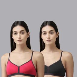 AROUSY Red & Black Cotton Everyday Bras - Pack Of 2-picture-27