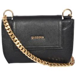 SASSORA INKY Black Leather Small Cross Body Bag-30
