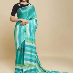 navyasa by liva Green Printed Saree With Unstitched Blouse-image-90