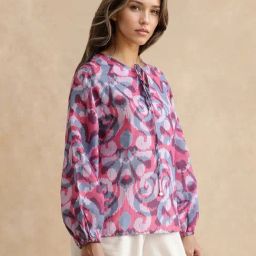 RAREISM Multi Linen Printed Long Sleeves Top-image-52