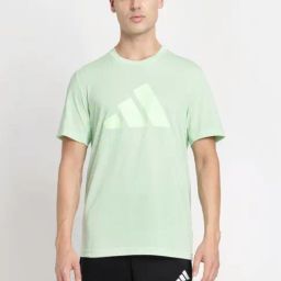 Adidas Green Regular Fit Logo Printed T-Shirt-image-13