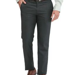 Park Avenue Grey Regular Fit Texture Trousers-image-52