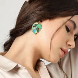 Sohi Gold Plated Designer Stud Earrings image 2