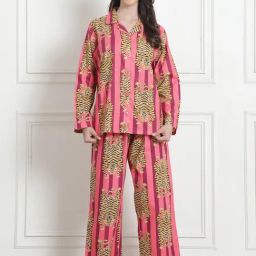 Secret Wish Pink Printed Shirt With Pyjama-image-52