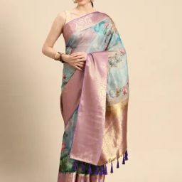 Silk Land Multicolor Printed Saree With Unstitched Blouse-picture-8