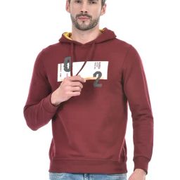 Integriti Maroon Regular Fit Graphic Print Hooded Sweatshirt-image-9
