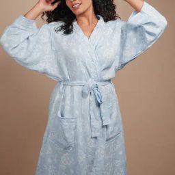 Doctor Towels Chalk Blue Banana Jacquard Bathrobe-image-4
