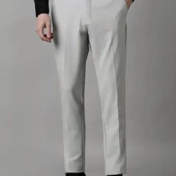 Louis Philippe Sport Grey Slim Fit Self Pattern Trousers-image-84
