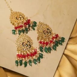 Jewelz Multi Color Fastive Season Earring and Maang Tikka for womens & Girls-26
