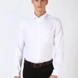 Peter England White Cotton Slim Fit Checks Shirt-picture-49