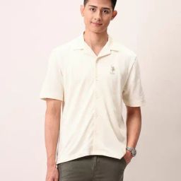 U.S. Polo Assn. Denim Co. White Cotton Relaxed Fit Self Design Shirt-image-41