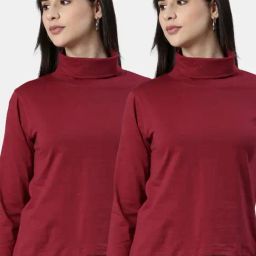 Kryptic Maroon Cotton Regular Fit T-Shirt (Pack Of 2)-38