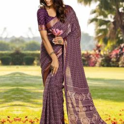 Saree Mall Magenta Cotton Self Saree with Blouse Piece-image-20