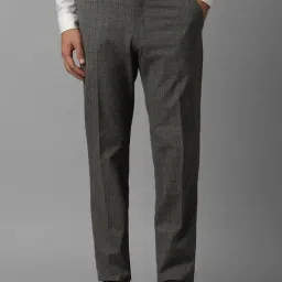 Louis Philippe Grey Slim Fit Checks Trousers-image-25