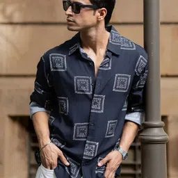 Powerlook Geometric Printed Long Sleeves Shirt-image-92