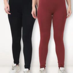 Gracit Black & Maroon Solid Tights (Pack of 2)-image-31