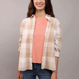 American Eagle Outfitters Peach Chequered Shirt-picture-27