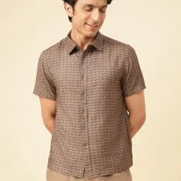 Fabindia Brown Viscose Silk Straight Fit Printed Casual Shirt-image-59