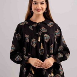 DMP FASHION Print Tie-Up Neck Top-picture-50