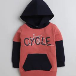 Bumzee Boys Red & Navy Printed Full Sleeves Hooded Sweatshirt-picture-21