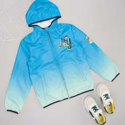 Pantaloons Junior Boys Aqua Blue Graphic Full Sleeves Coats & Jackets-image-39