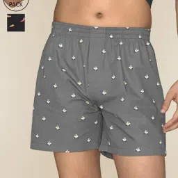 XYXX Vespa Grey & Surfing Black Cotton Relaxed Fit Printed Boxers - Pack Of 2-image-8