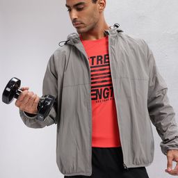 HRX by Hrithik Roshan Brand Logo Printed Rapid-Dry Hooded Training Jacket-53
